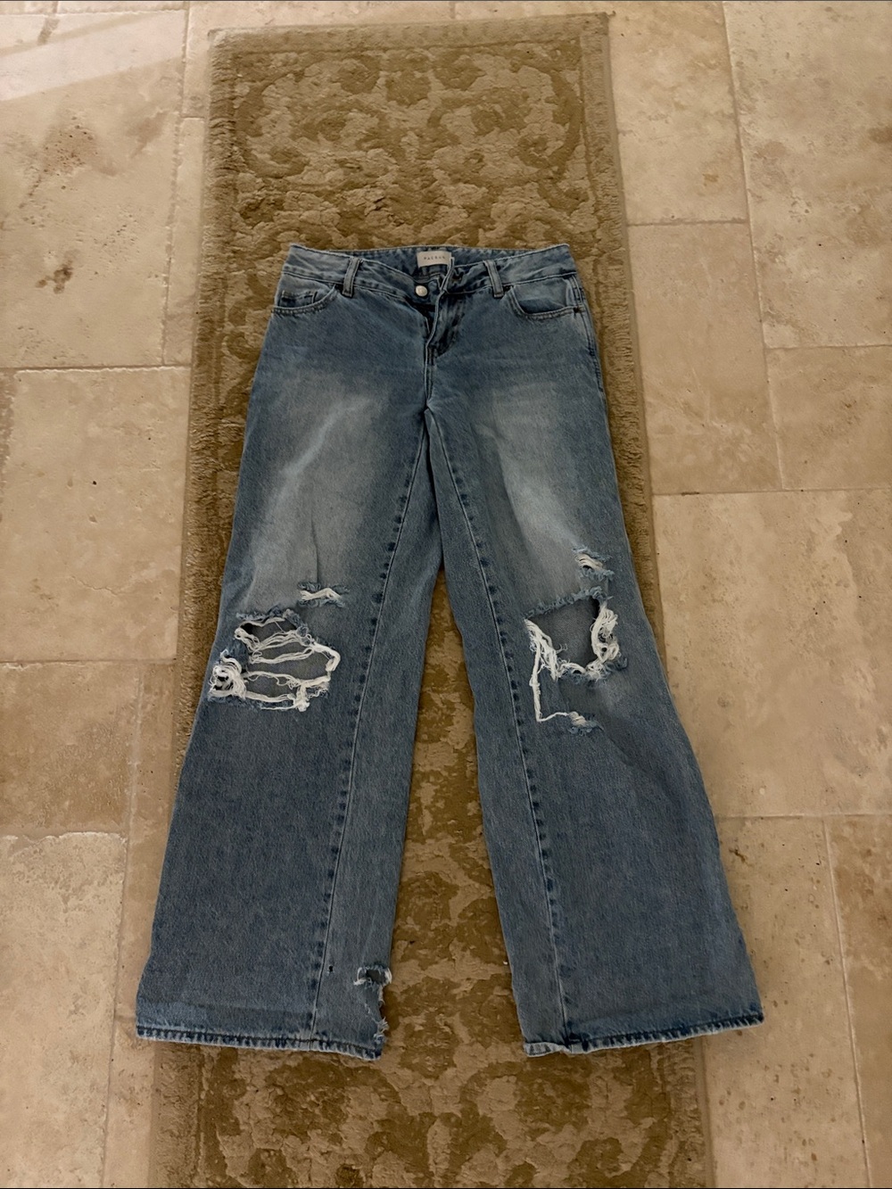 Pacsun Ripped Wide-Leg Women's Jeans in Blue